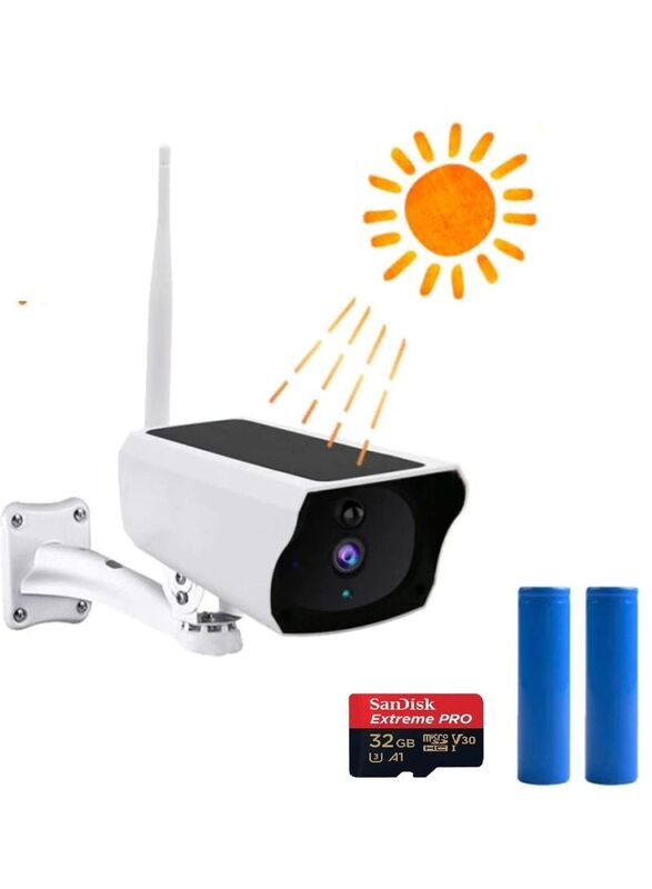 

Generic Surveillance Camera With WiFi Solar Energy Rechargeable Battery, White