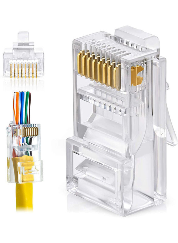 

Generic RJ45 Modular Connectors, 100 Pack, Clear