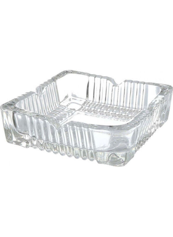 

Agfa Square Ribbed Glass Ashtray, Clear