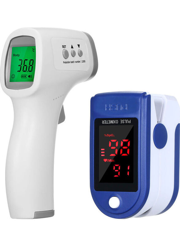 

Generic Fingertip Pulse Oximeter & Infrared Forehead Thermometer, Multicolour