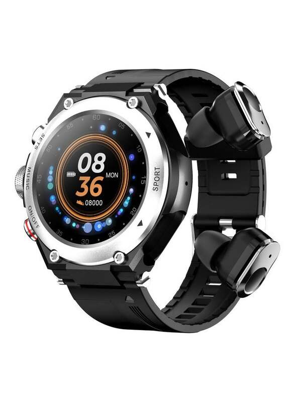 

Generic 2-in-1 Activity 32mm Smartwatch with Wireless Earbuds, Silver/Black