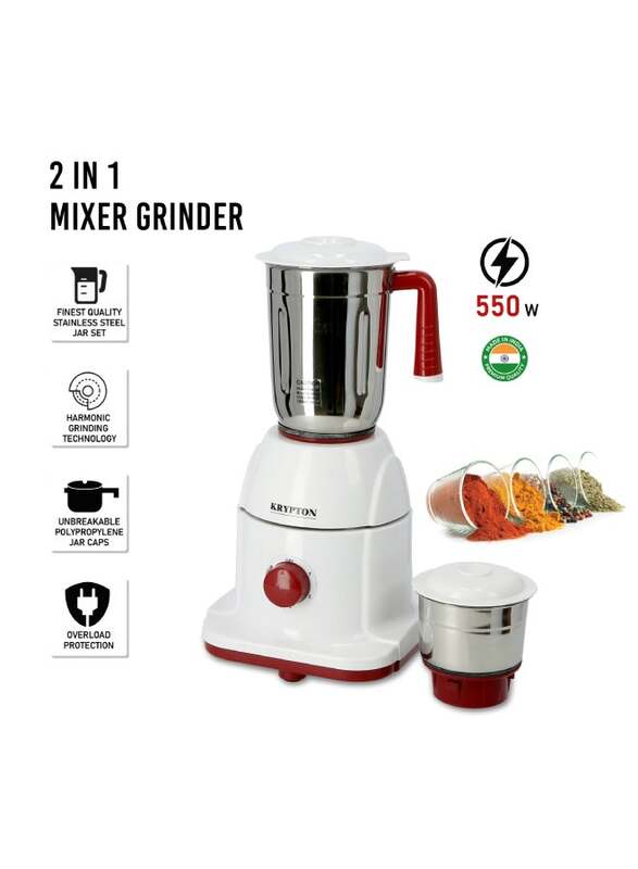 

Krypton 1.5L 2-in-1 Powerful Mixer Grinder, 550W, KNB5311, White/Red/Silver