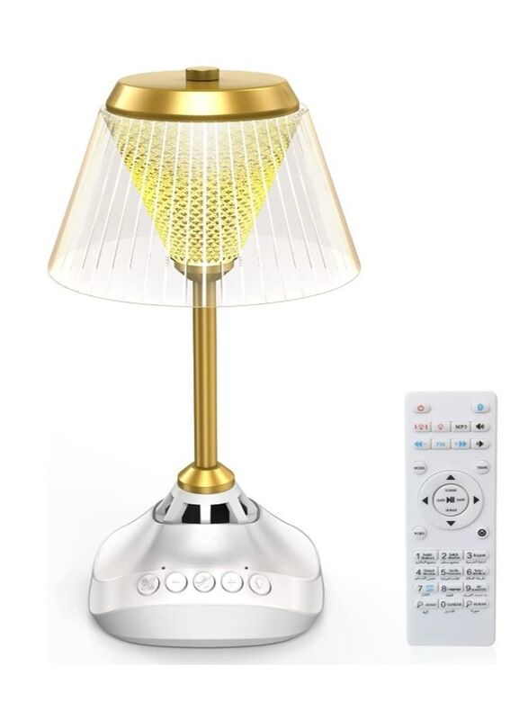 

Generic Jafffra Quran Speaker & 16 LED Colour Desk Lamp with Remote Control, Silver/Gold