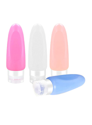 Silicone Leakproof Travel Refillable Squeezable Makeup Container Set, 4 Pieces, Multicolour