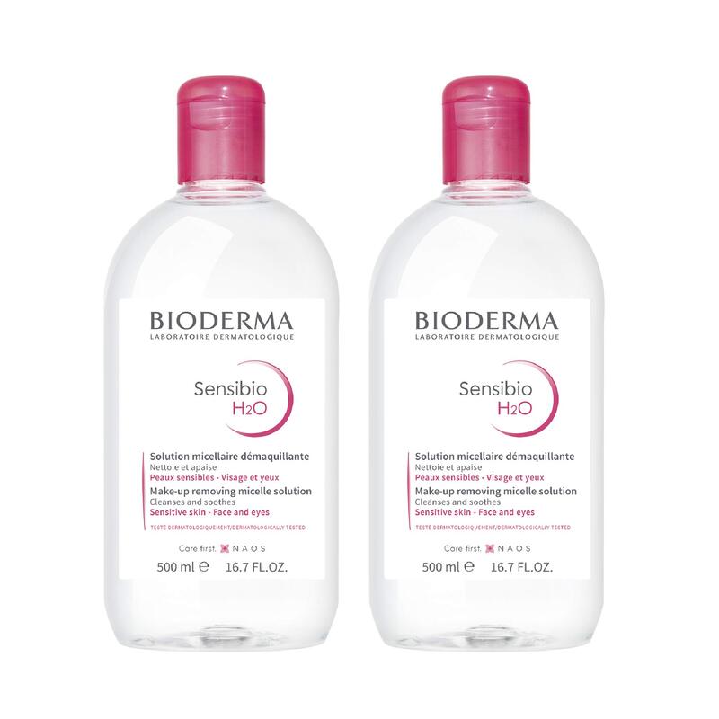 

Bioderma Sensibio H2O Micellar Water Makeup Remover, 2 x 500ml, White