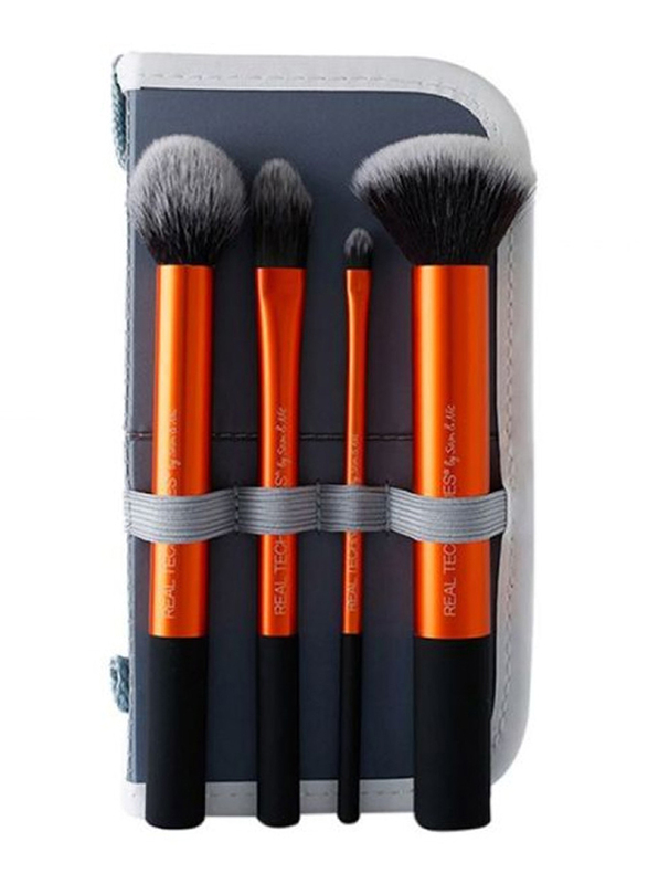 

Real Techniques 4-Piece Core Collection Brush Set, 01403, Orange/Black