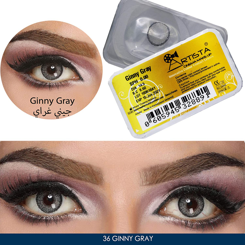 

Artista 3 Months Pack of 2 889 Contact Lenses with 360ml Water Solution without Power, Ginny Gray, 0.00