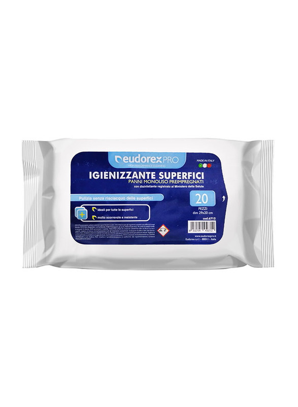 

Eudorex Superfici Wet Wipes Set for Floor Cleaning, 20 Pieces, White