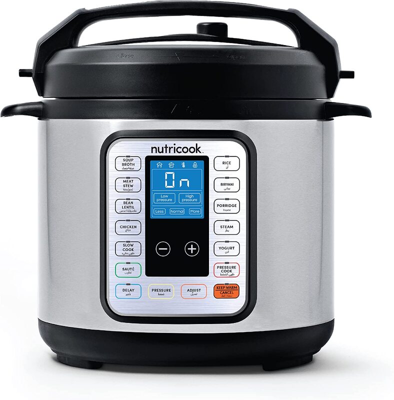 

Nutri Cook 6L 9-in-1 Instant Programmable Electric Pressure Cooker, 1000W, Silver/Black