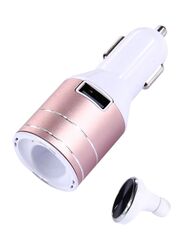 1 Port USB Car Charger, Rose Gold/White
