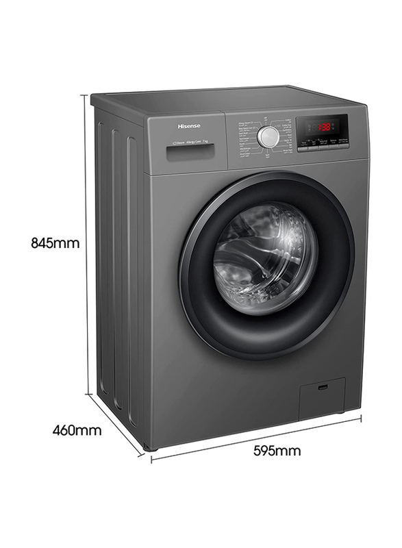 Hisense 7kg 1200 RPM Front Load Washing Machine, WFPV7012MT, Silver