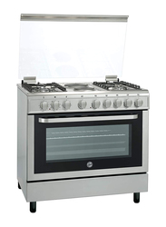 Hoover 4-Burner Gas with Hot Plates, Electric Oven & Grill, FGC9042-3DEX, Silver/Black