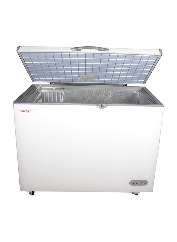Akai 350L Aluminium Chest Freezer, CFMA-355CE-AR6, White