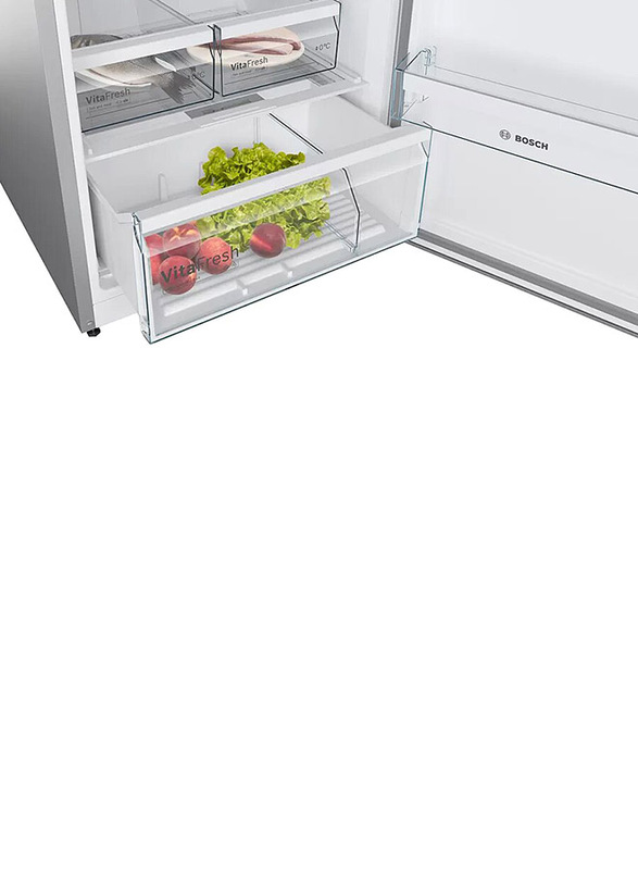 Bosch 563L Double Door Frost Free Free-Standing Refrigerator with Freezer At Top, KDN56XL30M, Grey