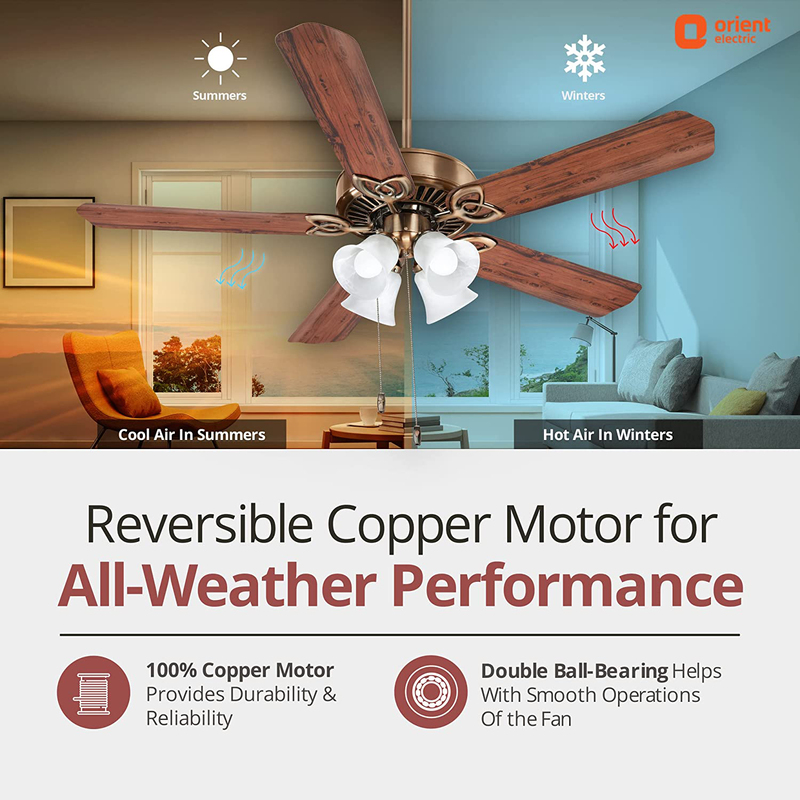 Orient Subaris Ceiling Fan, 80W, 1300CFA, Copper