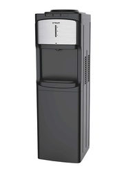 Crownline Top Load, Cold, Hot and Room Temperature Floor Standing Water Dispenser, with Refrigerator Cabinet, WD-201, Black/Silver