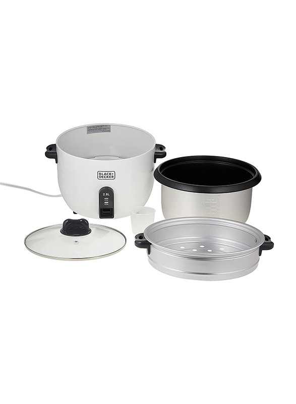 Black+Decker 2.8L Rice Cooker, 1100W, RC2850B5, White