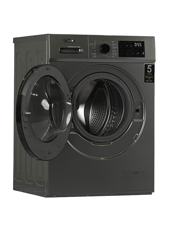 Terim 8/5Kg Front Load Fully Automatic Washer Dryer, 1400 RPM, TERWD8514MS, Dark Silver