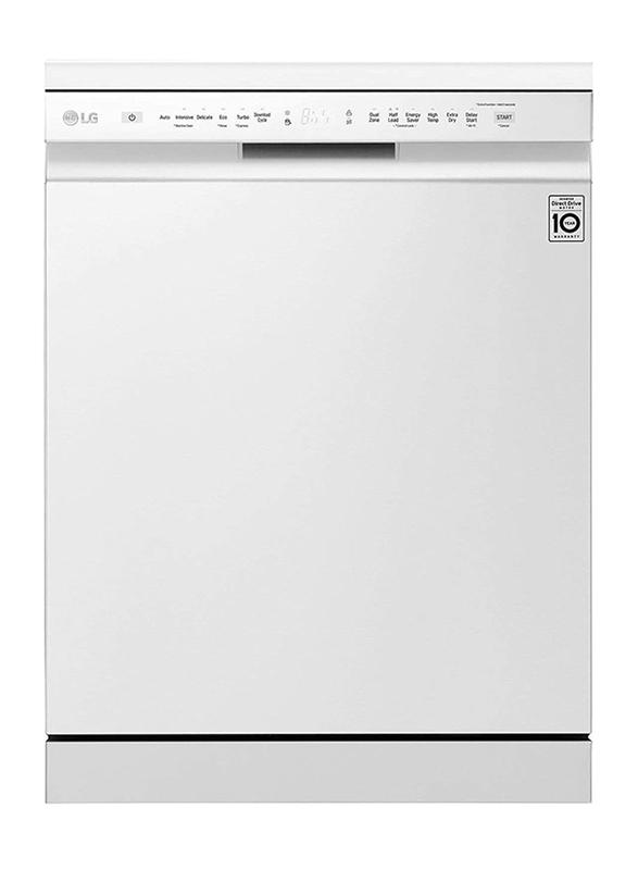 LG 9 Programs 14 Place Settings Free Standing Dishwasher, DFB512FW, White