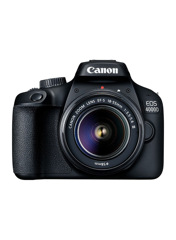 Canon EOS 4000D DSLR Camera with EF-S 18-55 mm f/3.5-5.6 III Lens, 18 MP, Black