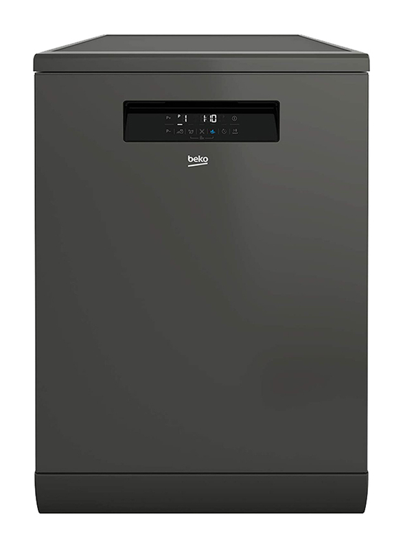 Beko 9 Programs 15 Place Settings Free Standing Dishwasher, DFN39533G, Manhattan Grey