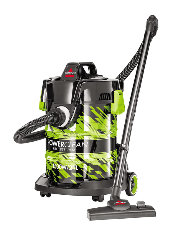 

Bissell Powerclean Wet & Dry Drum Vacuum Cleaner, 21L, 1500W, 2026E, Green/Black