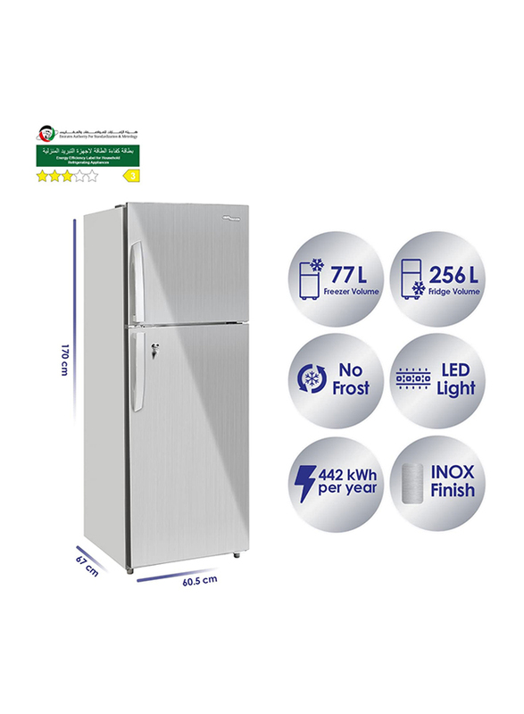 Super General 410L Double Door Refrigerator, SGR-410-l, Silver