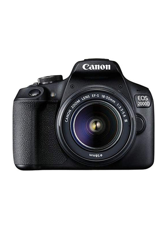 Canon EOS 2000D DSLR Camera with EF-S 18-55mm III Lens, 24.1 MP, Black