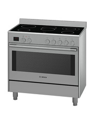 Bosch 112L 5 Zones Electric Free Standing Stainless Steel Range Cooker, HCB738357M, Black/Silver