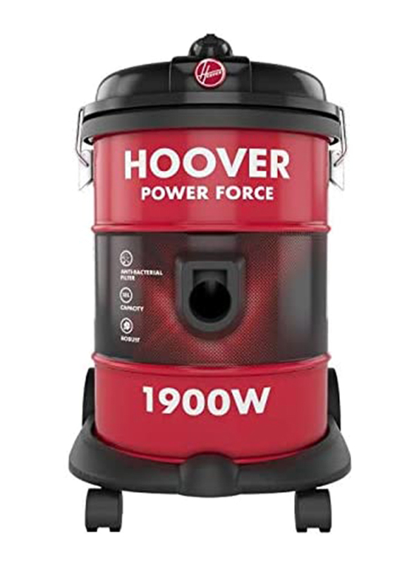 Hoover Powerforce Tank Vacuum Cleaner, 18L, 1900W, HT87-T1-ME, Red/Black