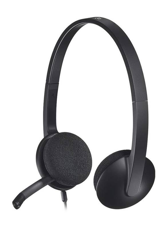 Logitech H340 USB Cable On-Ear Noise Cancelling Stereo Headset, Black