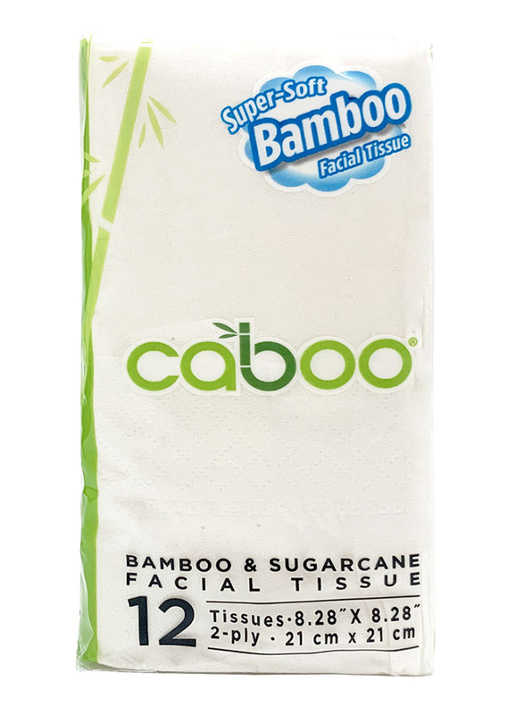 Caboo 2 Ply Pocket Facial Tissue, 12 Pieces