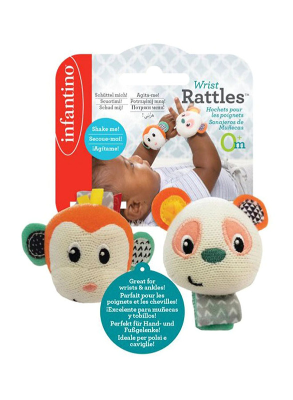 

Infantino Wrist Monkey/Panda Rattles, 0+ Months, Multicolour