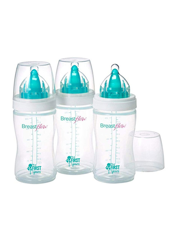 

The First Years Breastflow BPA-Free Feeding Bottle 9oz, 3-Pieces, Clear/Blue