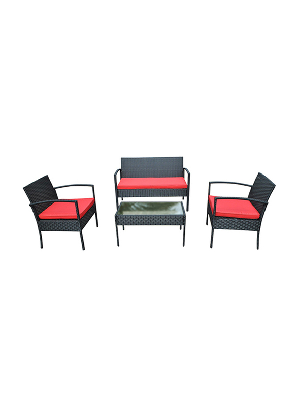 

Procamp Steel Rattan Sofa Set, 4 Pieces, Black/Red