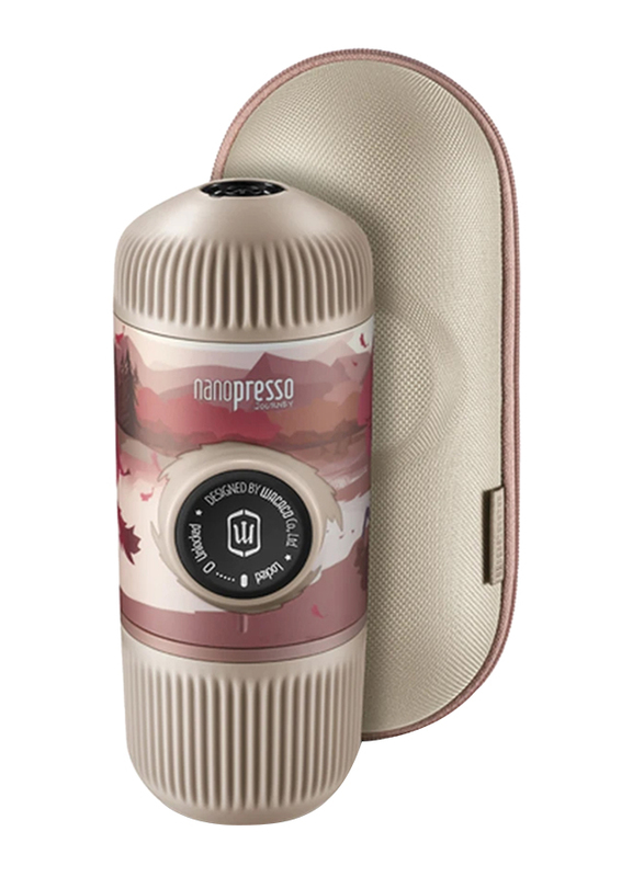 Wacaco Journey Nanopresso Portable Espresso Maker, with Protective Case, Autumn, Beige