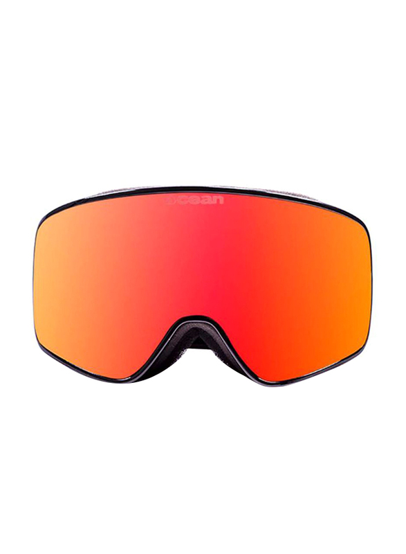 

Ocean Glasses Polarized Full Rim Shield Aspen Black Frame Sunglasses Unisex, Red Revo Lens
