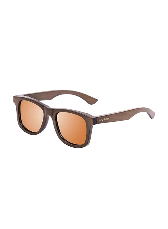 

Ocean Glasses Victoria Full-Rim Square Bamboo Dark Brown Frame Sunglasses Unisex, Orange Lens