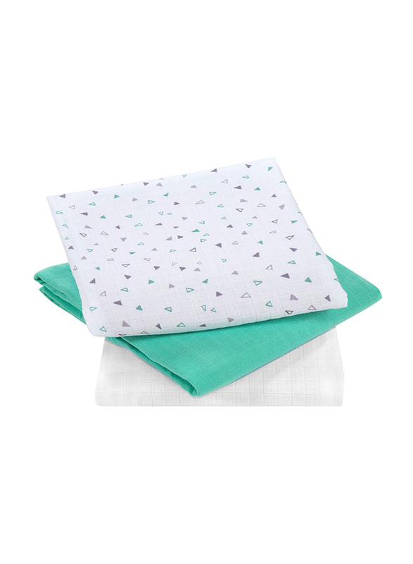 

Clevamama 3 Pieces Super Soft Bamboo & Cotton Muslin Cloth Set, Grey/Mint