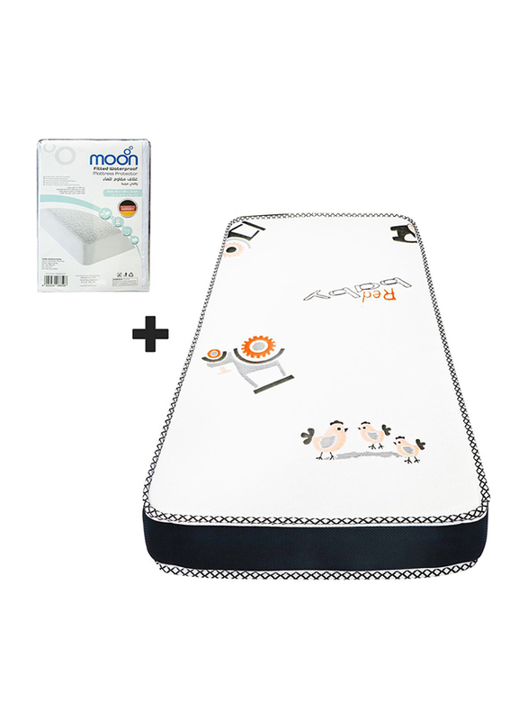 

Moon Crib and Toddler Bed Mattress + Mattress Protector, 60 x 120 x 10cm, Black/White