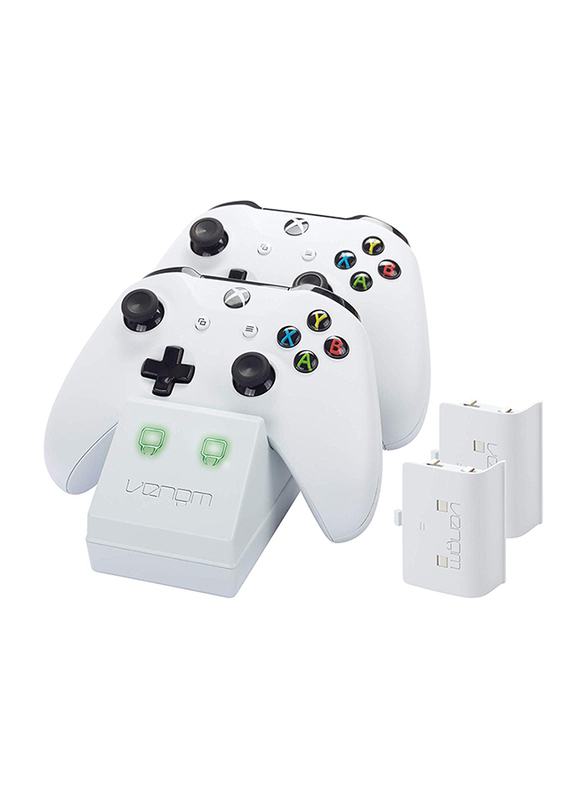 Venom White Edition Charge Stand with X2 Battery Pack for Xbox One, White
