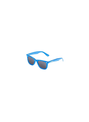 Ocean Glasses Cape Town Polarized Full-Rim Rectangular Shiny Blue Frame Sunglasses Unisex, Smoke Lens, 56/10/107