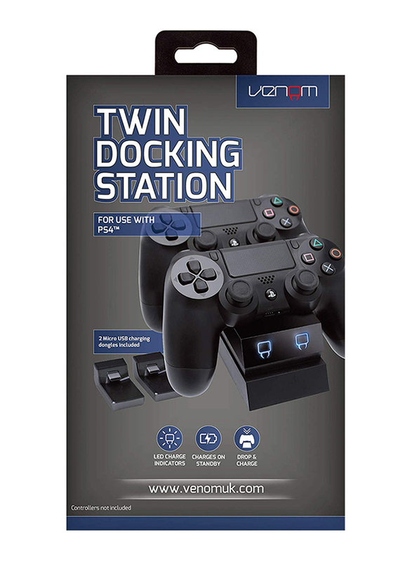 Venom Twin Controller Charger Dock for PS4, Black