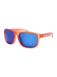 Ocean Glasses Blue Moon Full-Rim Square Orange Frosted Frame Sunglasses Unisex, Blue Revo Lens