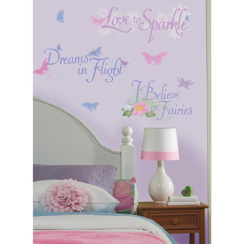 

Roommates Fairies Phrases Wall Decal with Glitter, Multicolor