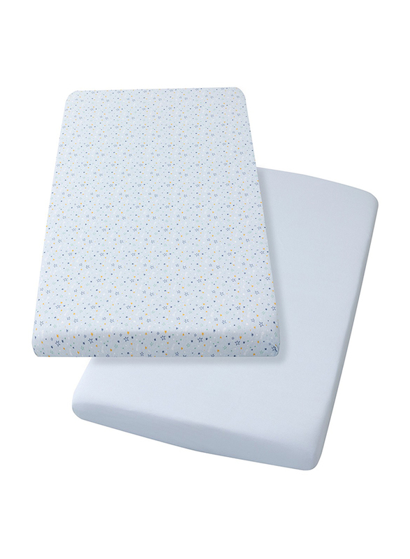 

Clevamama Jersey Cotton Fitted Sheets One Size Cot & Cot Bed, 2 Pieces, Blue