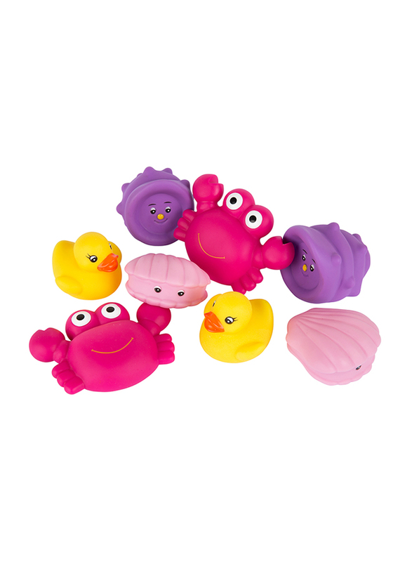 

Playgro 8 Pieces Floating Sea Friends Fully Sealed Bath Toys, Pink/Yellow/Purple