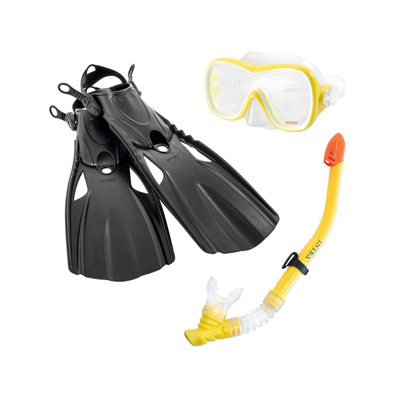 

Intex Swimming Set Mask, Snorkel and Fins, 4 Piece, 8+ Yrs, Multicolour