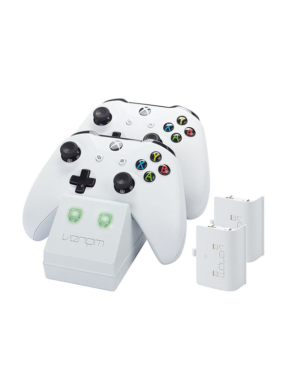 Venom White Edition Charge Stand with X2 Battery Pack for Xbox One, White
