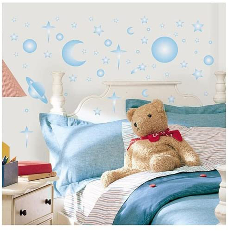 

Roommates Celestial Peel and Stick Glow in the Dark Wall Decals, Blue/White